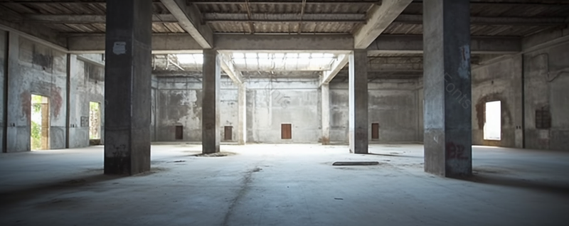 废弃空旷的厂房透视空间,高清,摄影图,摄影图片,图片大全,摄影图免费下载